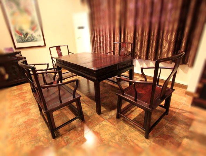 酸枝156x88x73南宫官帽椅茶台（6件）