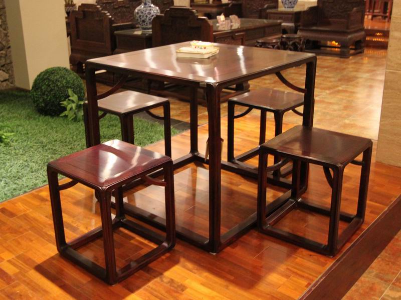 酸枝83x83x76苏式休闲台（5件）