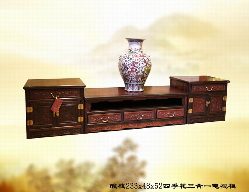 酸枝233x48x52四季花三合一电视柜
