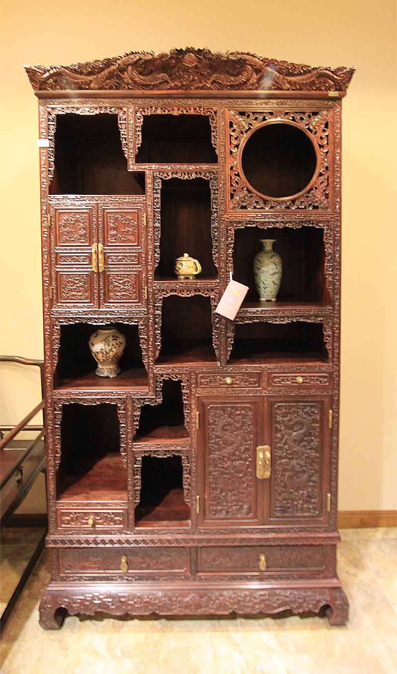 小叶紫檀106x40x213龙头博古架（对）