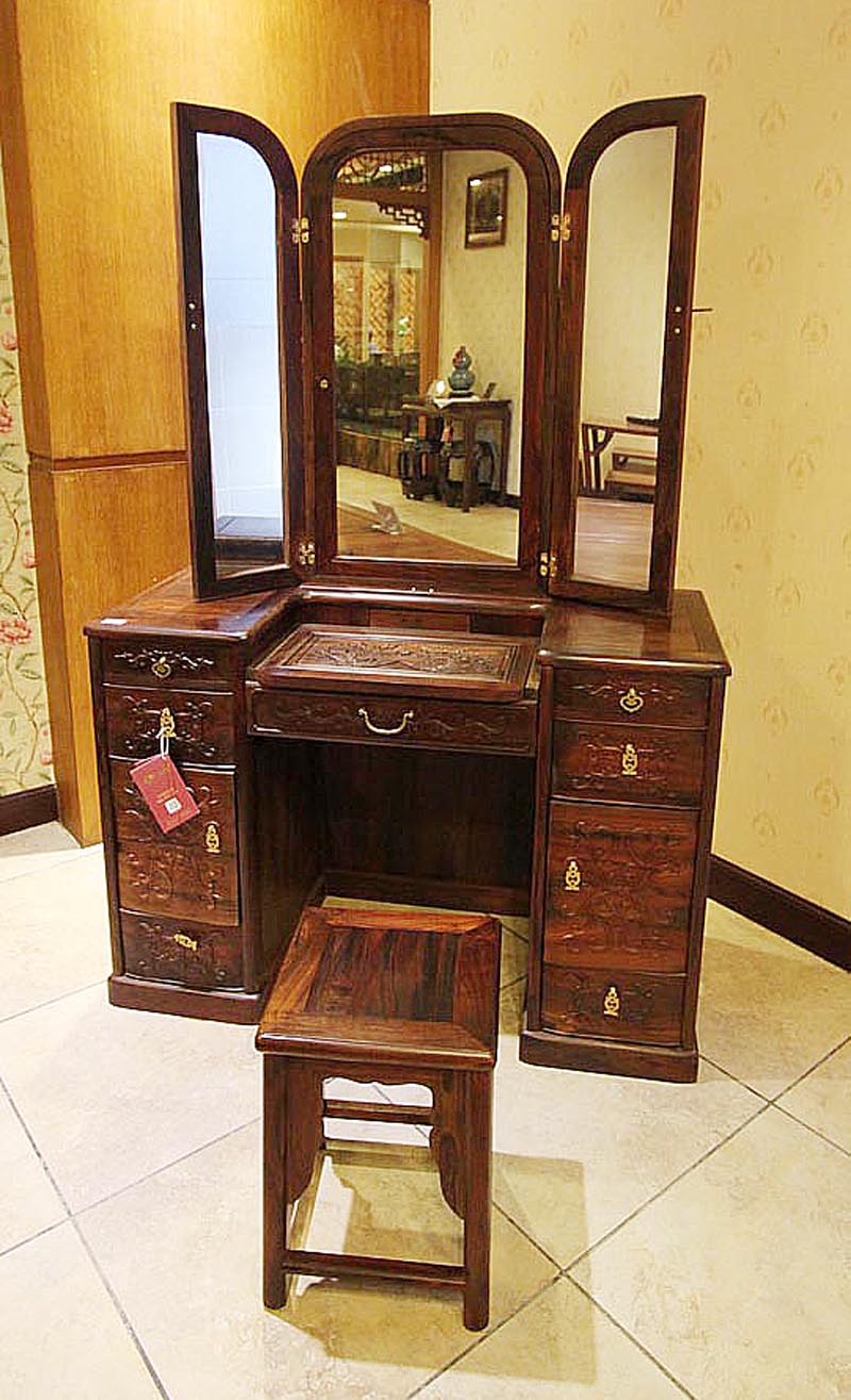 酸枝110X48X165宫廷梳妆台（2件）