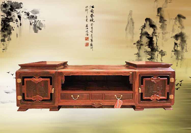 酸枝213x52x62檀雕三合一电视柜（个）