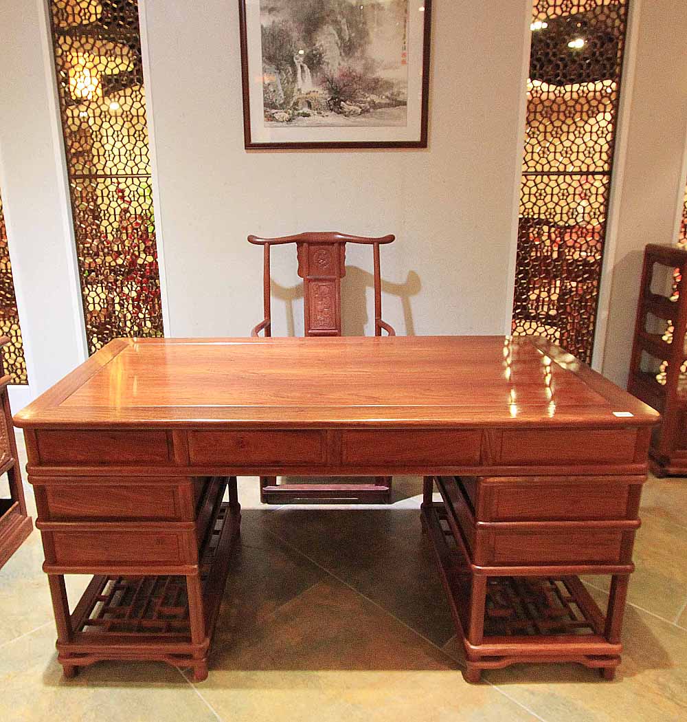 缅甸香花梨158x75x81明式办公台（2件）
