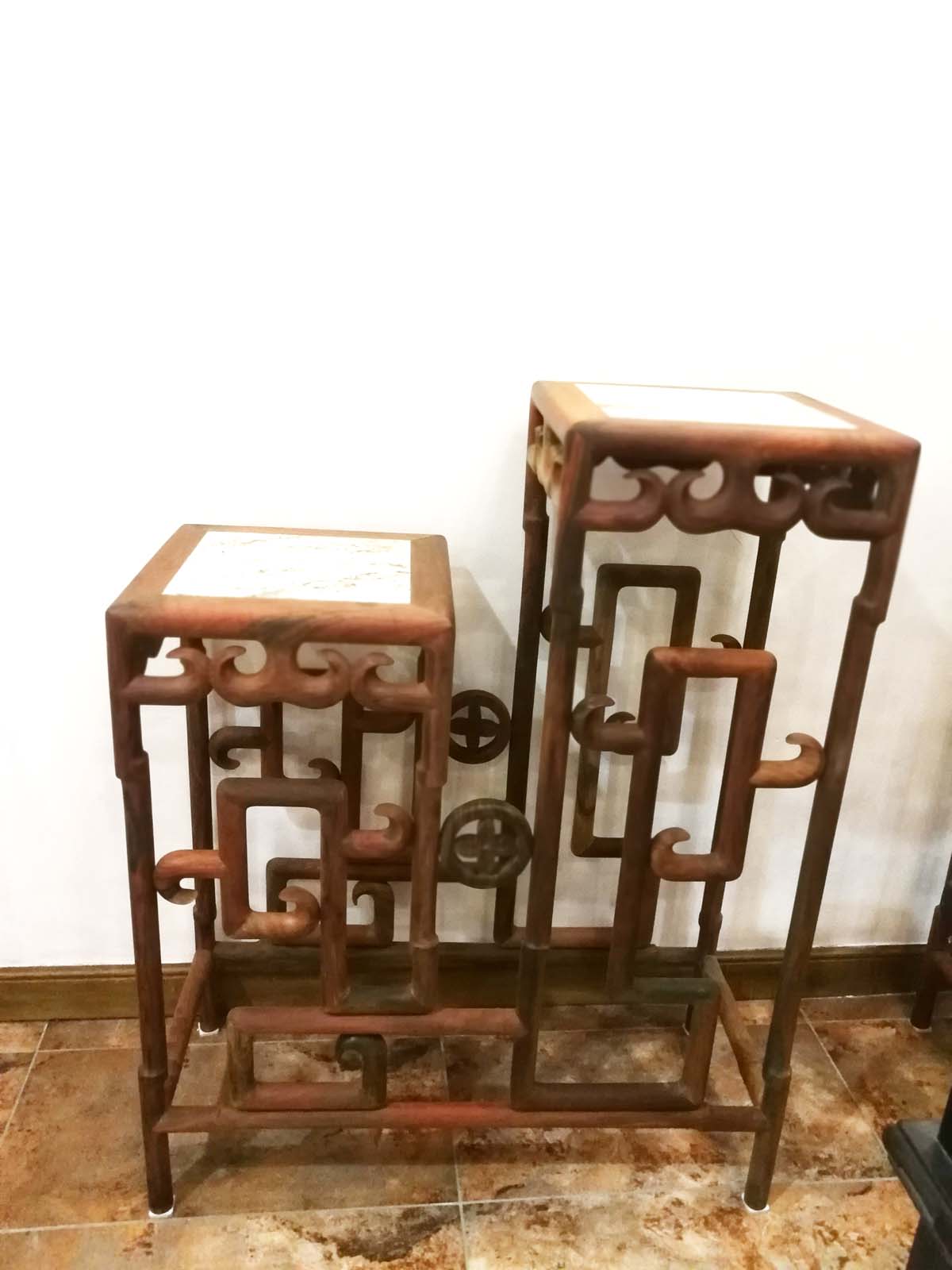 酸枝35x80x100勾仔高低花几