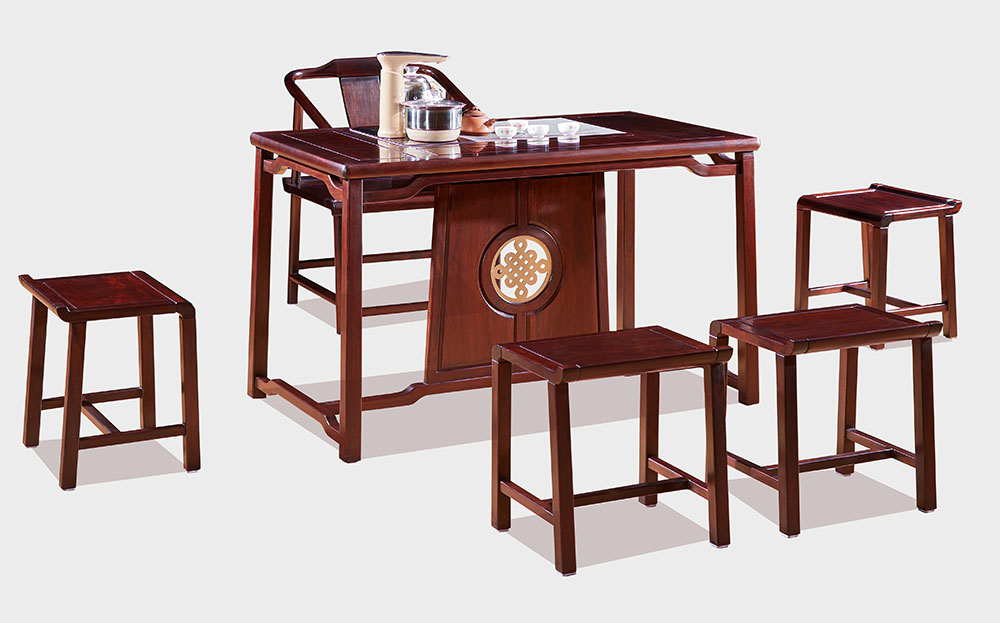 安哥拉紫檀118x68x72雅韵茶台(6件)