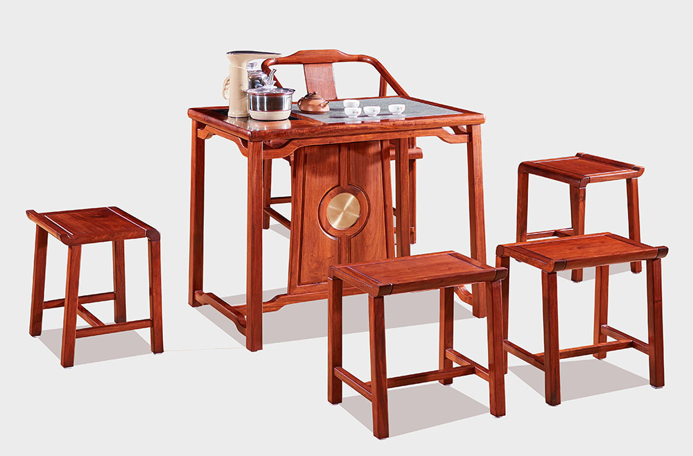 安哥拉紫檀88x60x72雅韵茶台(6件)